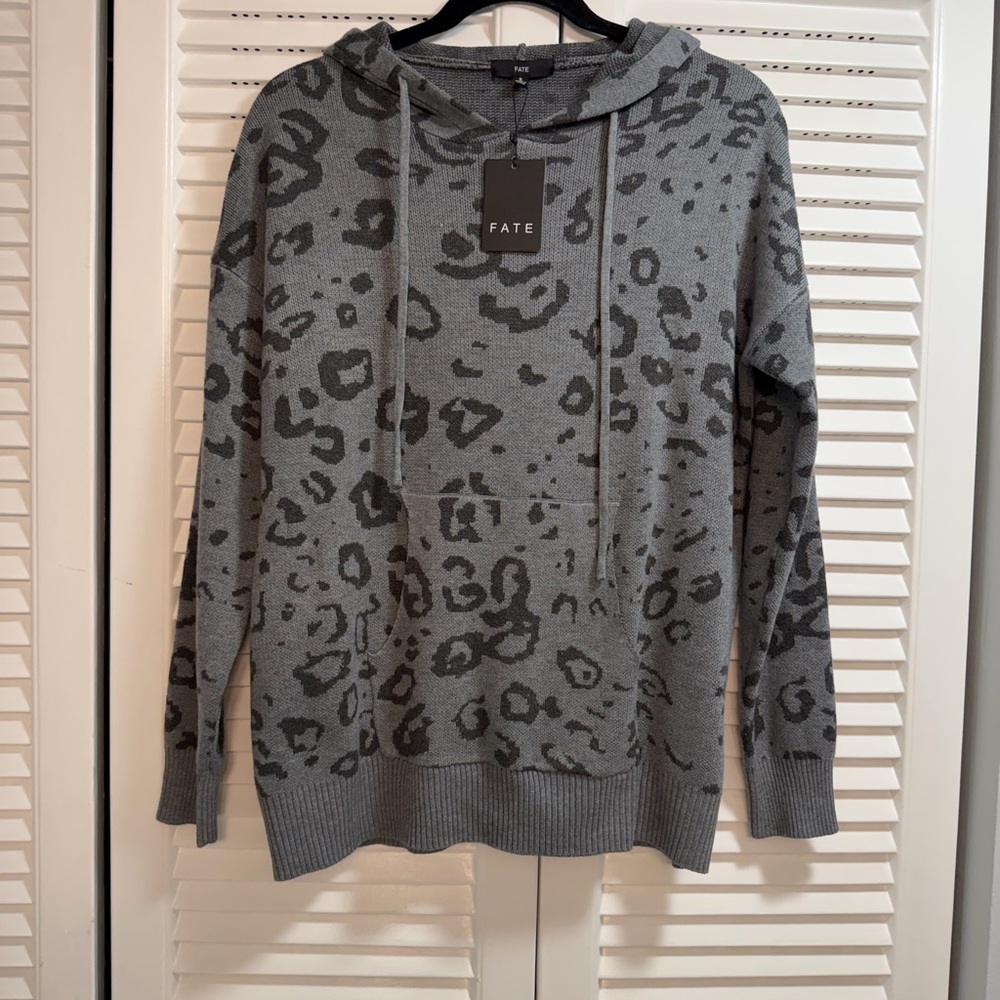 Fate Gray Animal Print Hoodie With Skull On Back